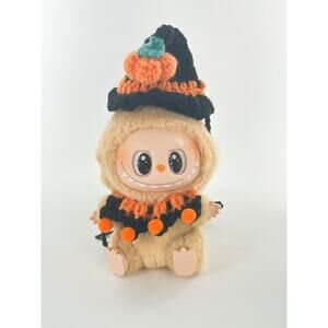 4inch bag charm crochet clothes outfits - pumpkin wizard hat and bibs - MXM-H07